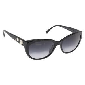 CHANEL Sunglasses plastic Black CC Auth BA9087
